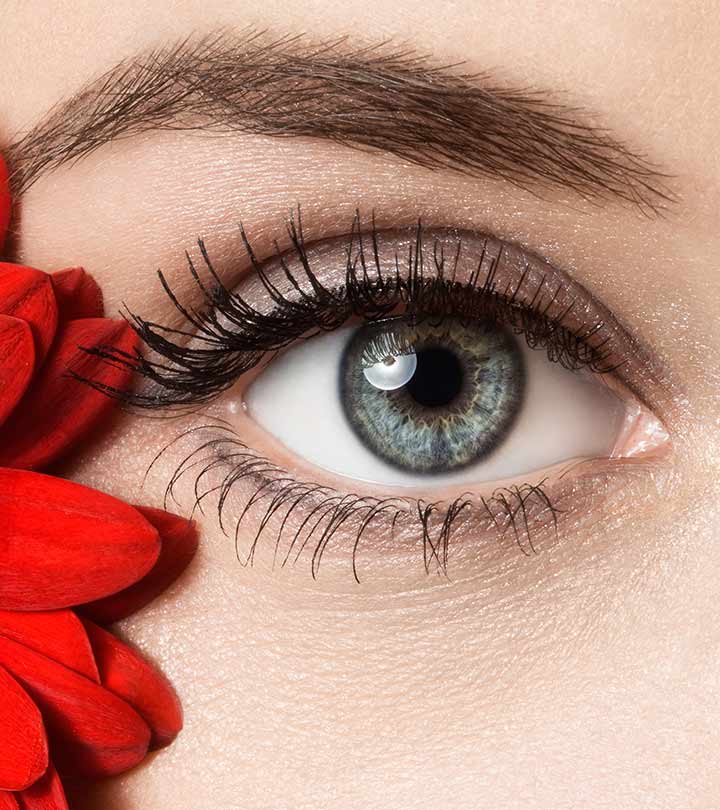 Woman's eye with makeup promoting blepharoplasty eyelid surgery